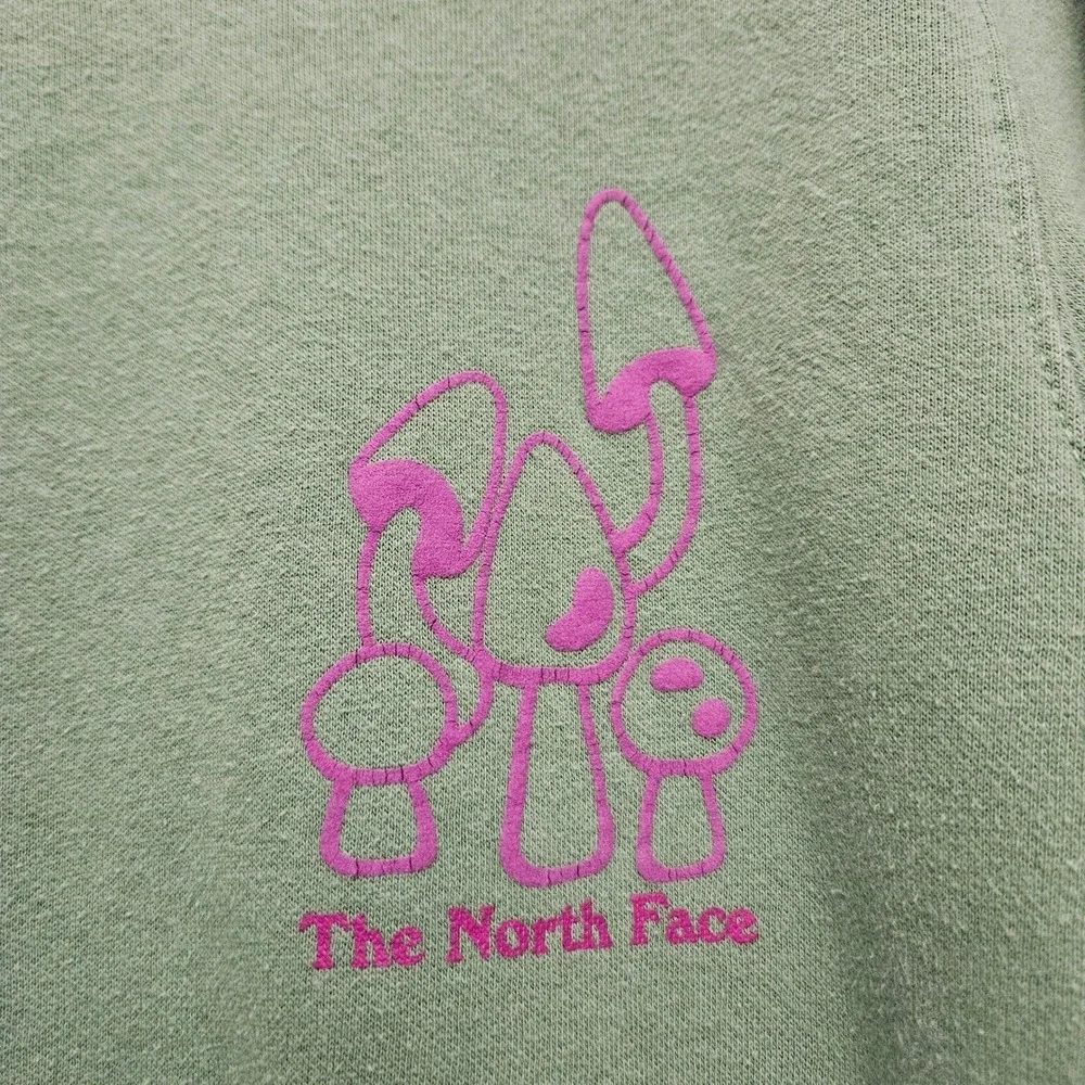 The North Face Sweatshirt Mens Small Green Mushroom Camp Graphic Pullover Fleece